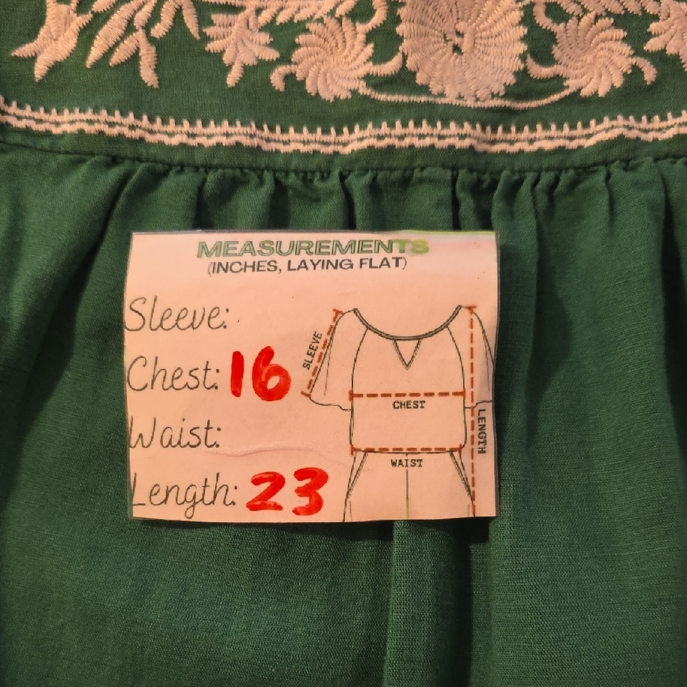 J. Crew Emerald Green Sleeveless Blouse with Ivory Embroidery Cotton Linen Top - Picture 10 of 11